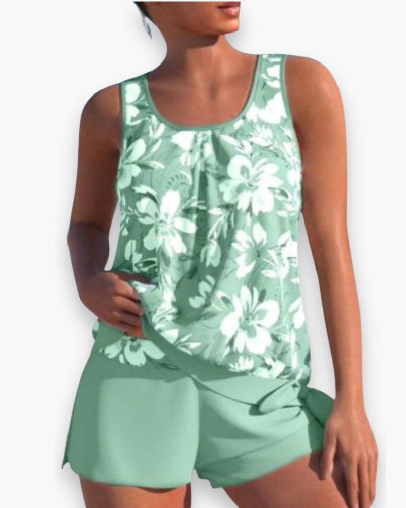 Ensemble Tankini Floral Stylé pour Femmes | Bicolore