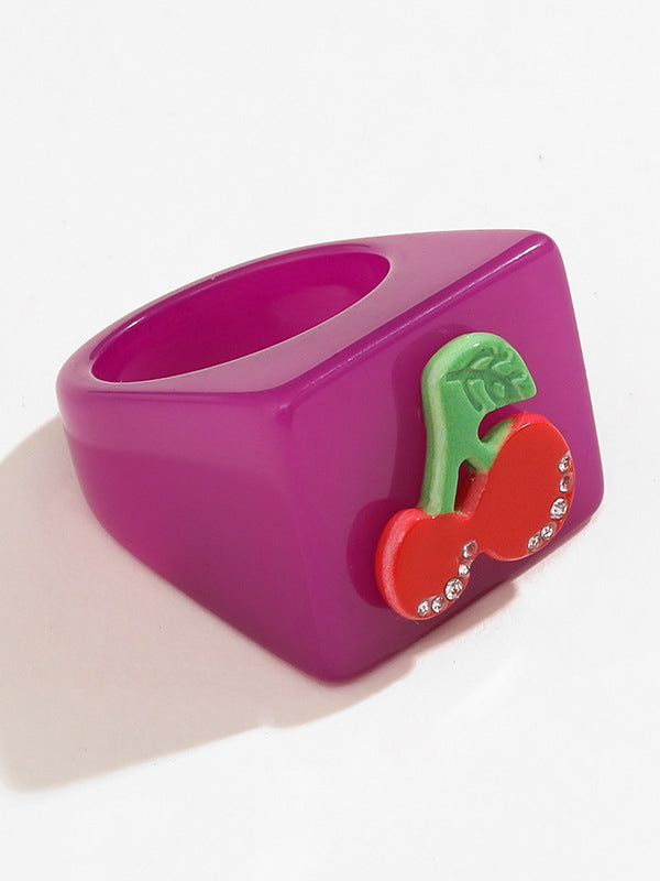 Accessoires de bagues en strass de fruits géométriques