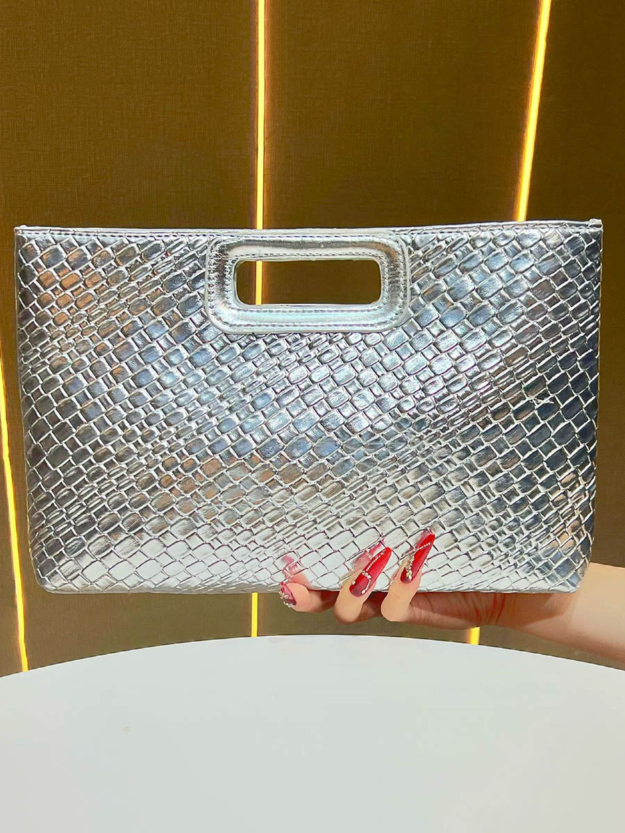 Chaînes Sacs à bandoulière en peau de serpent brillant géométrique Sacs de soirée & Pochettes