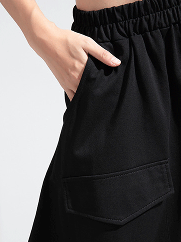 Pantalon sarouel uni ample simple avec fermeture éclair
