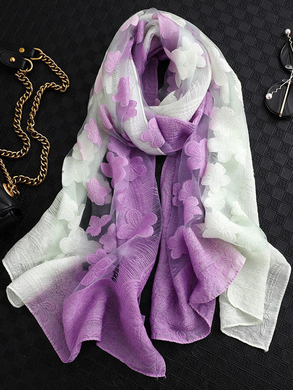 Écharpe à fleurs, anti-UV, en soie