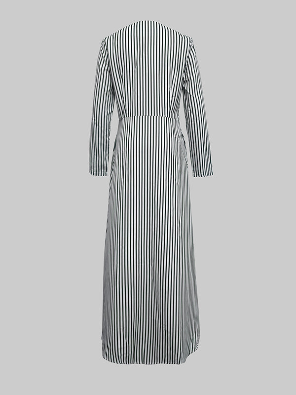 Robe chemise ample asymétrique rayée coupe trapèze, à empiècements, à col en V