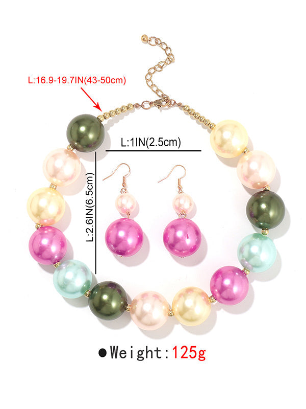 Parure boucles d'oreilles pendantes et collier géométrique couleur contrastée