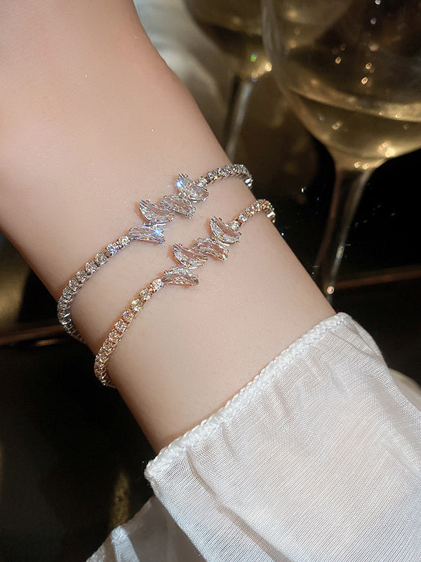 Bracelet réglable géométrique brillant à strass