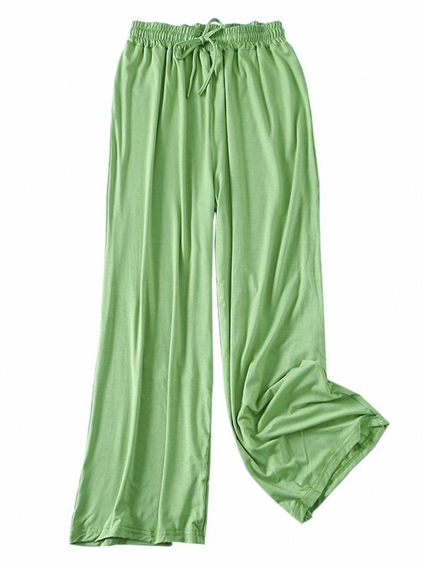 Pantalon confortable ample à cordon de serrage, couleur unie