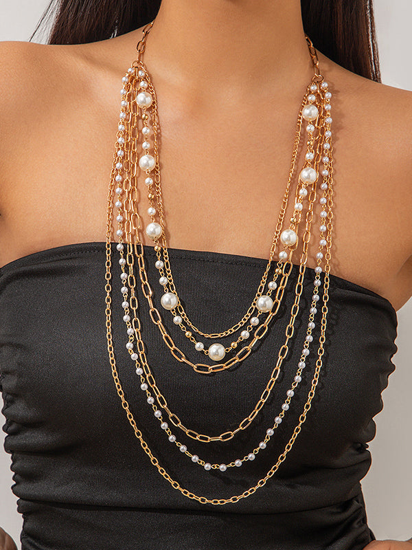 Collier géométrique superposé normcore