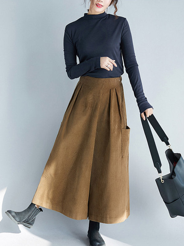 Pantalon large en velours côtelé à fermeture éclair vintage super ample