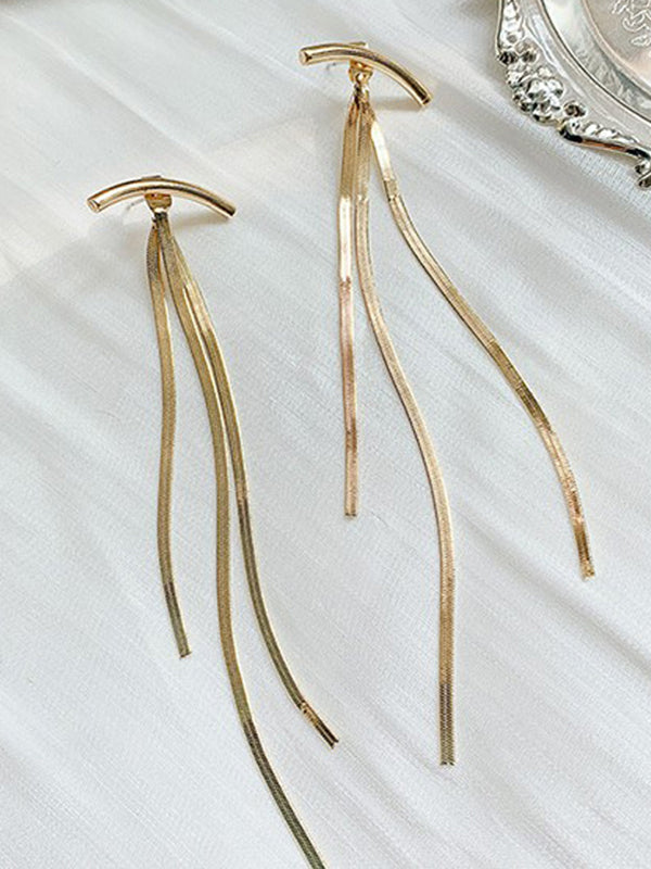 Boucles d'oreilles pendantes géométriques à pompons