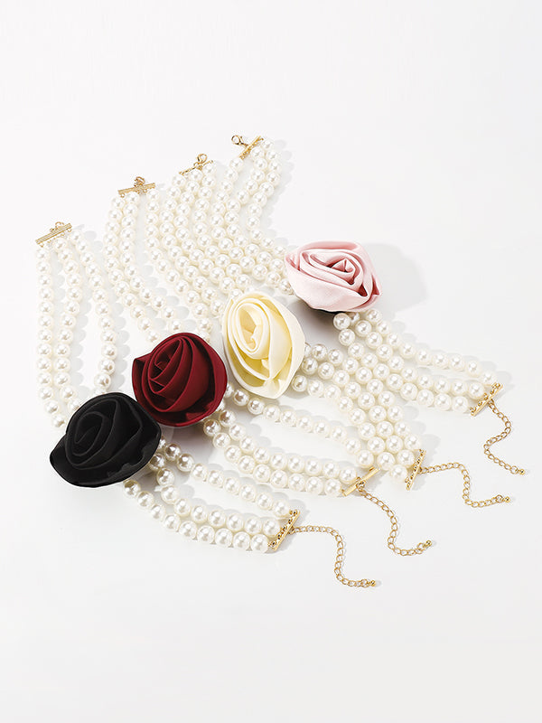 Collier réglable à chaîne, à fleurs en 3D