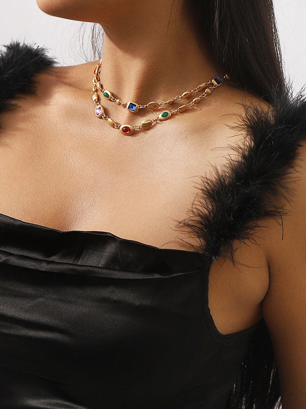 Collier géométrique à double rang