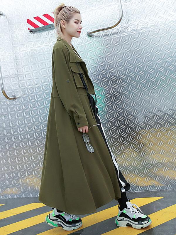 Trench-coat uni ample et léger