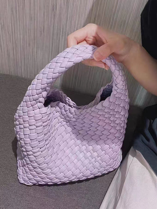 Sac à main tressé couleur unie