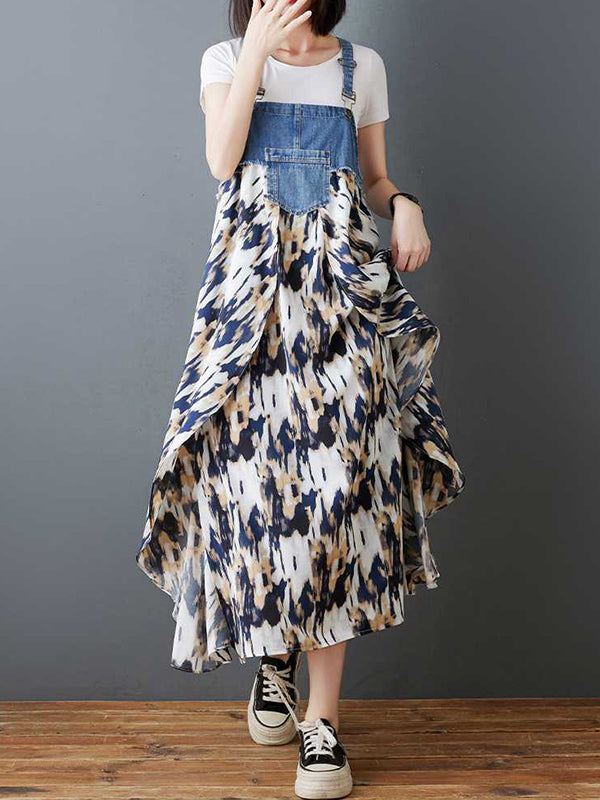 Robe longue ample à imprimé floral, grande taille, poches fendues, col Spaghetti, robe à bretelles