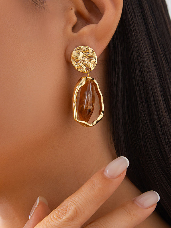 Boucles d'oreilles géométriques brillantes à coupe irrégulière