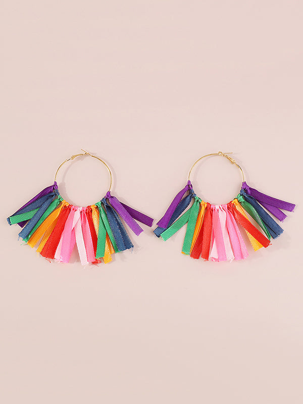 Boucles d'oreilles pendantes couleur contrastée
