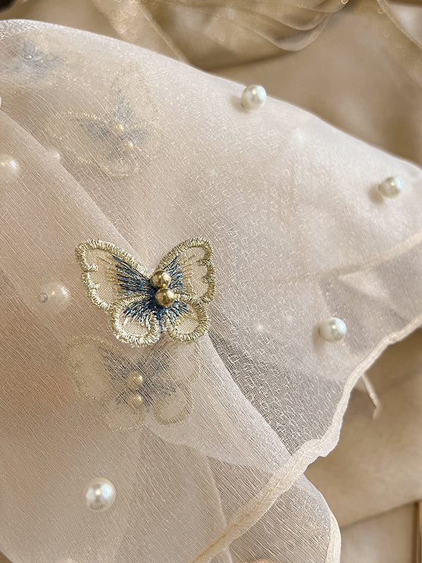 Écharpe garde au chaud en perles appliquées en forme de papillon