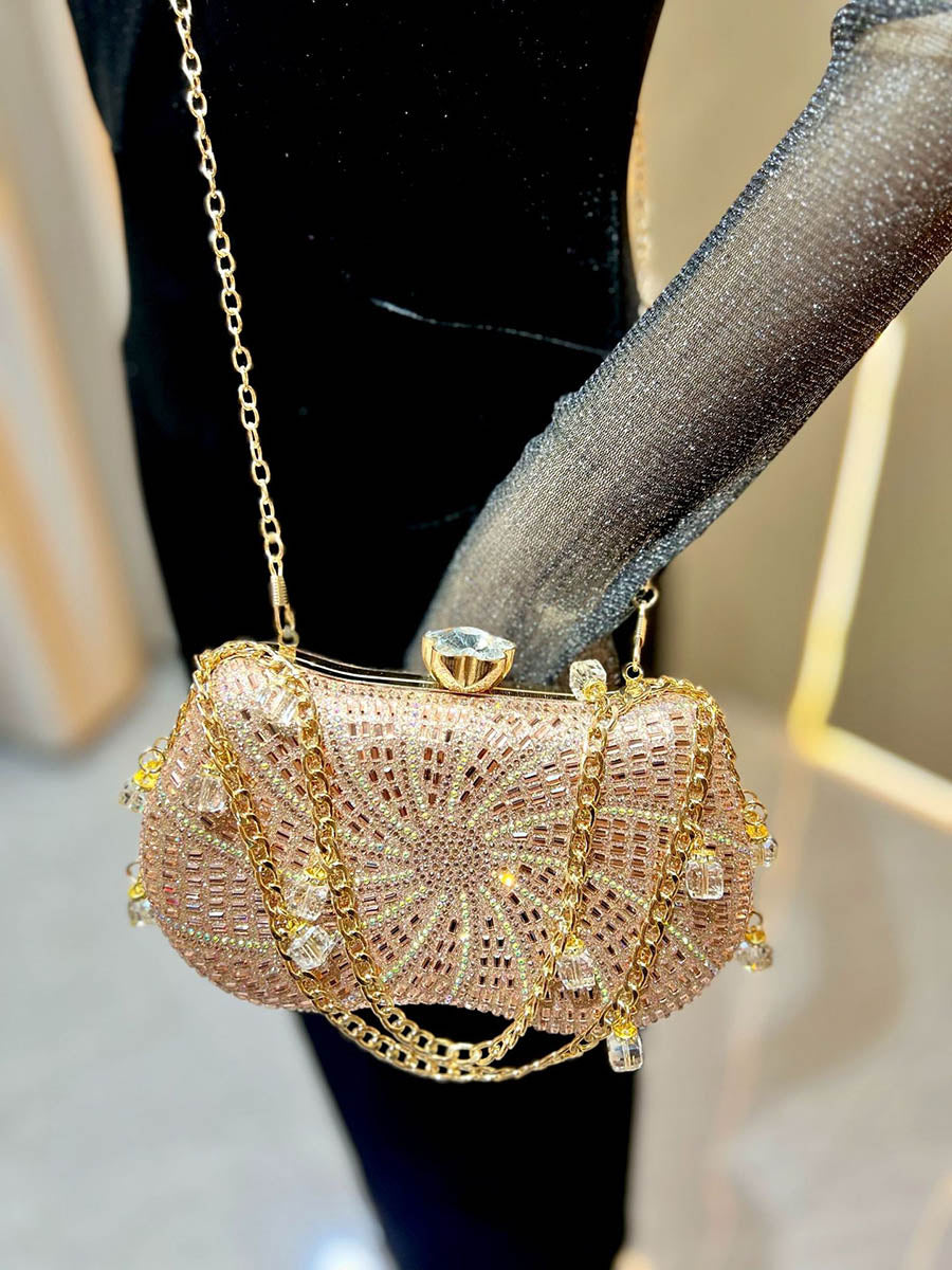 Chaînes Serrure Géométrique strass Sacs de Soirée Brillants & Pochettes Mini Sacs