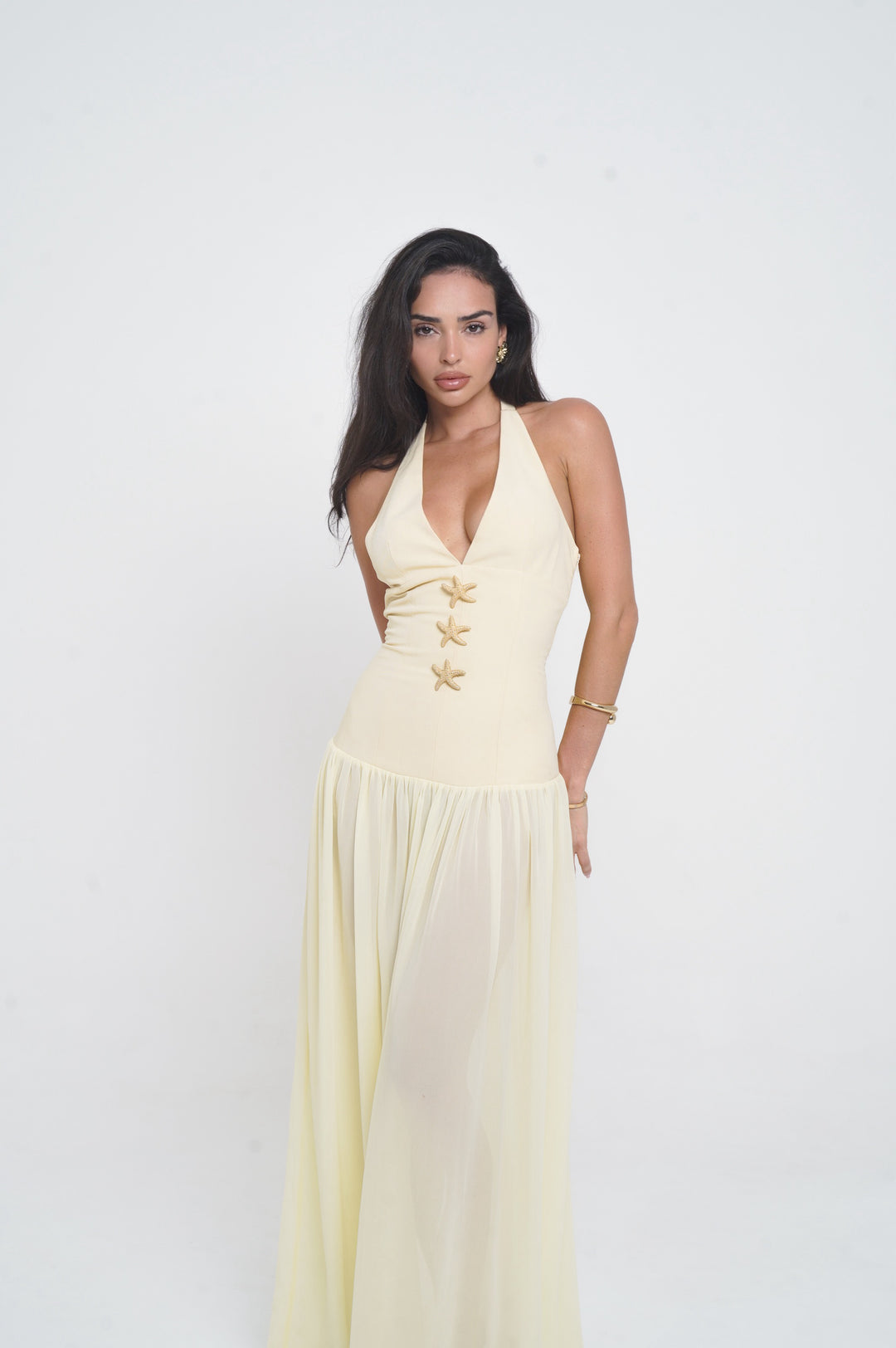 Sanya | Robe maxi plissée dos nu