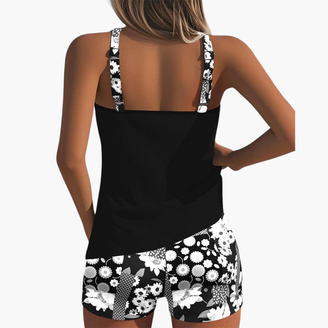 Ensemble de tankini pour femmes avec imprimé floral et décolleté racerback