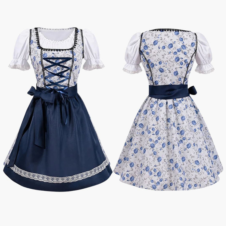 Robe dirndl florale avec corsage à lacets pour femmes - Oktoberfest 2025