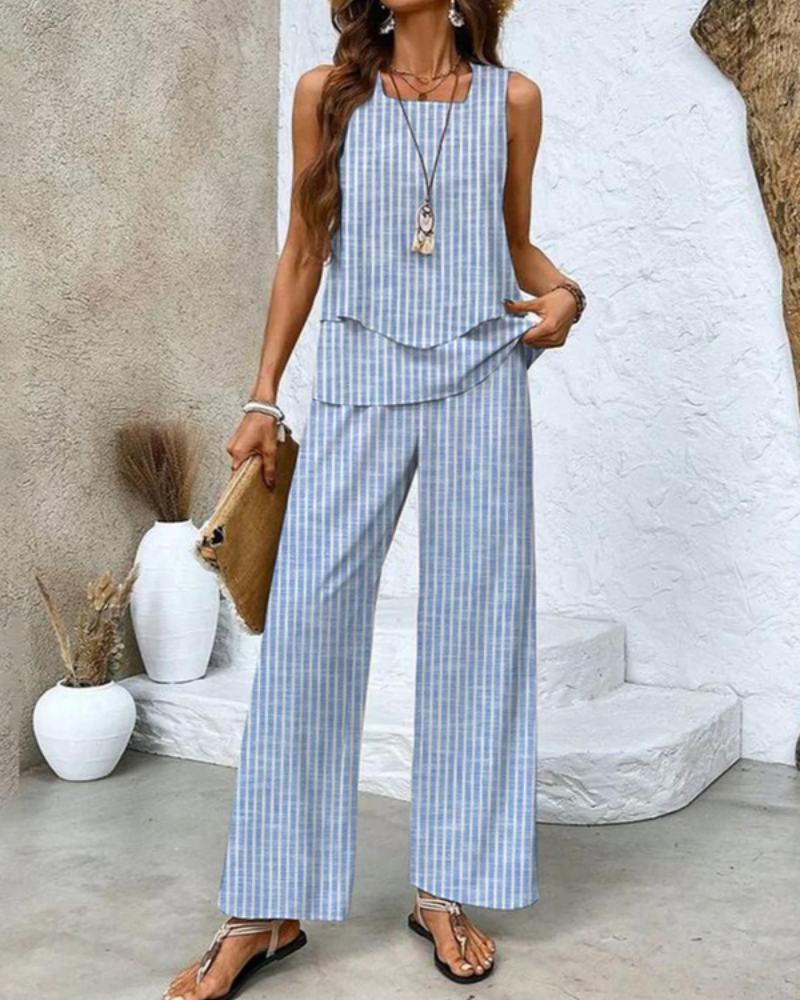 Ensemble d'été pour femmes | Top sans manches & Pantalon droit