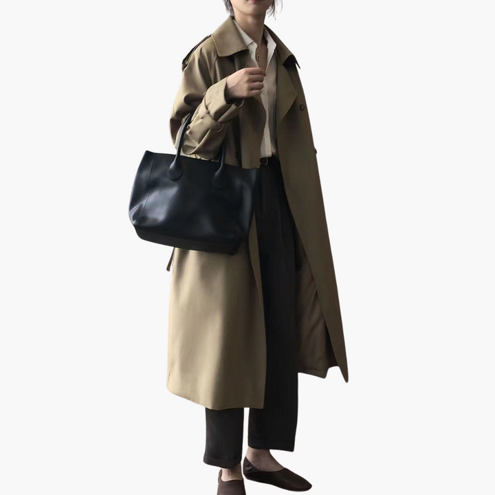 Manteau trench pour femmes avec col à revers et double boutonnage
