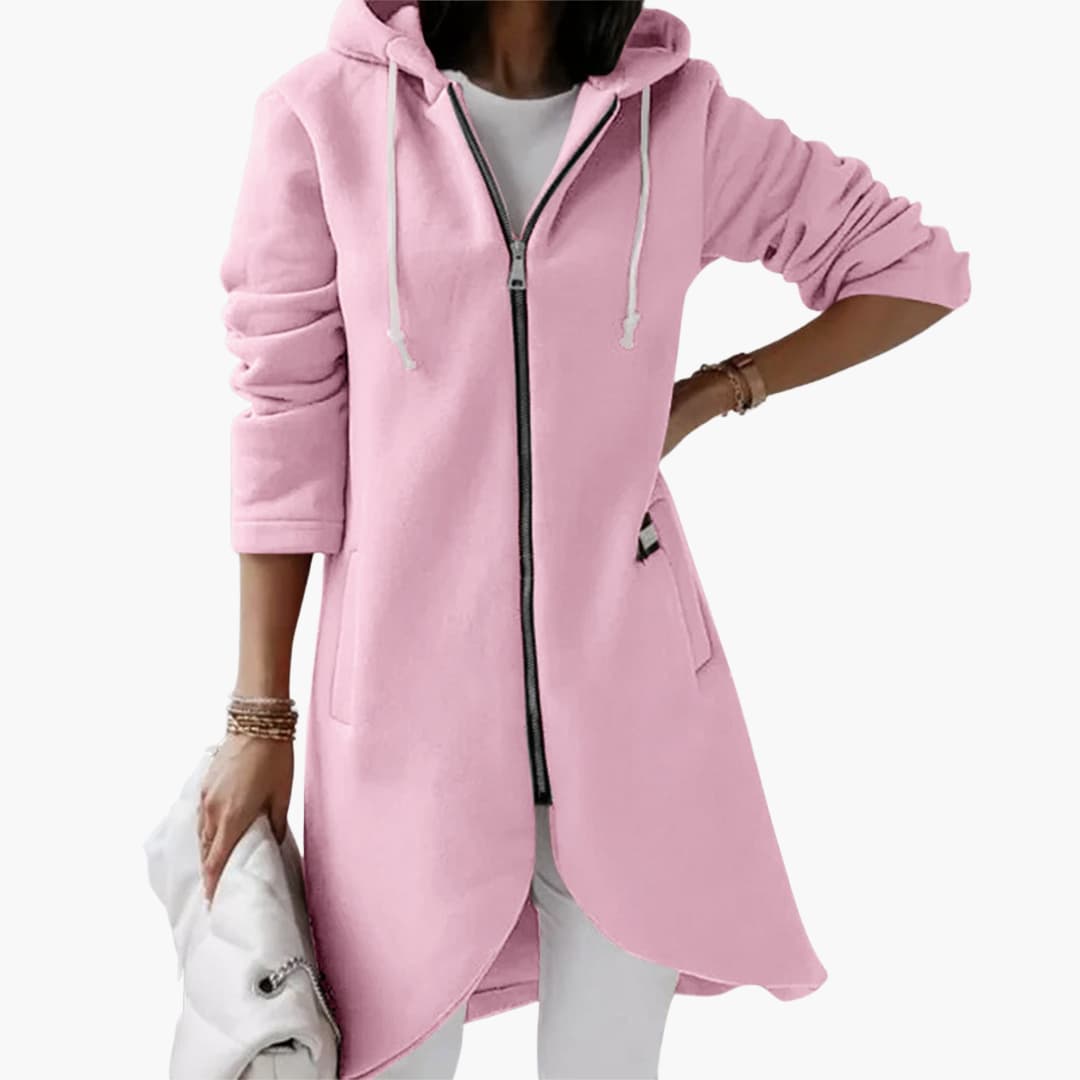 Hoodie long zippé pour femmes