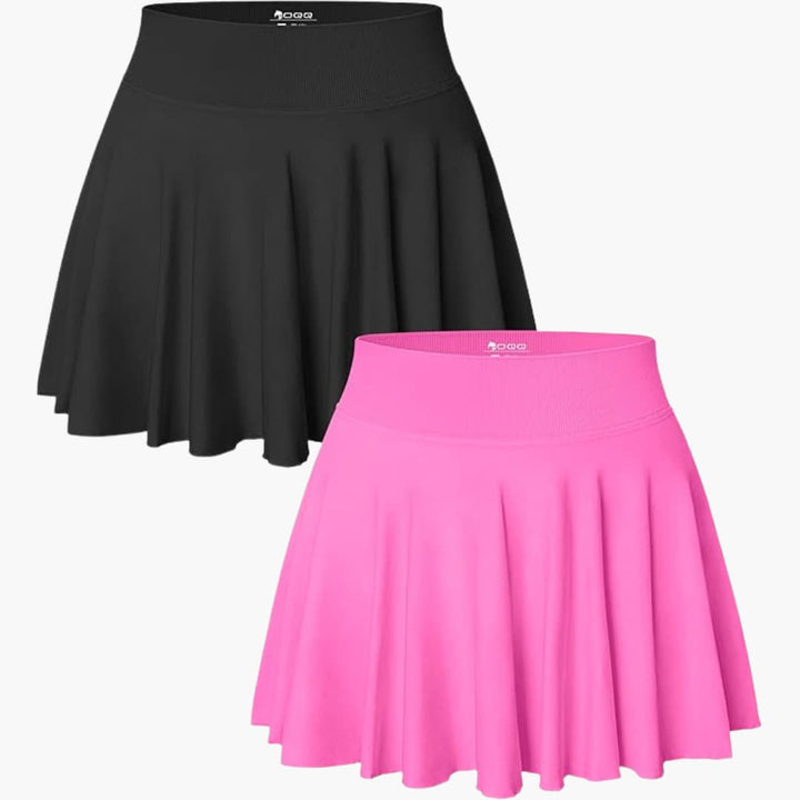 Pack de 2 jupes mini pour femmes avec taille haute et ceinture extensible