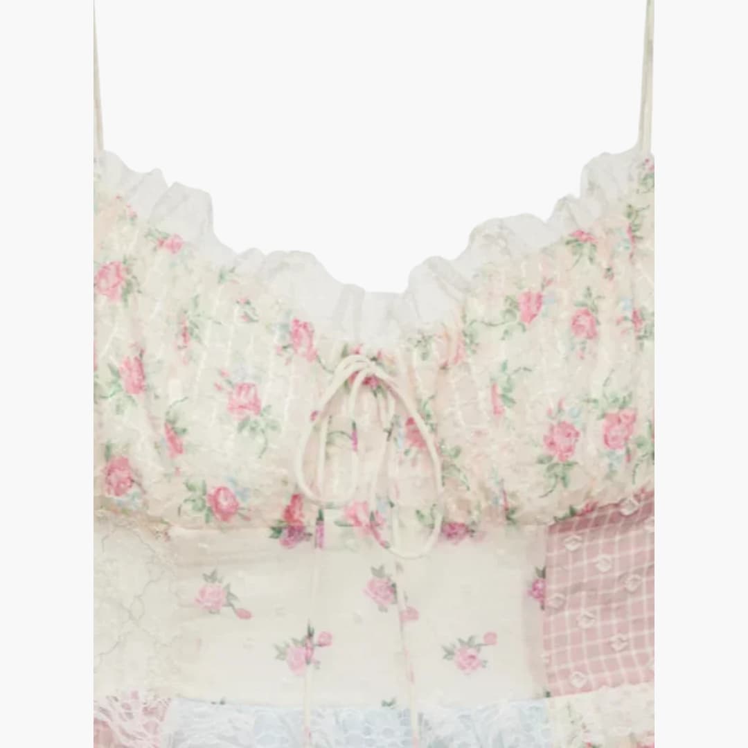 Robe Maxikleid Patchwork - Robe d'été pour femmes avec bretelles spaghetti