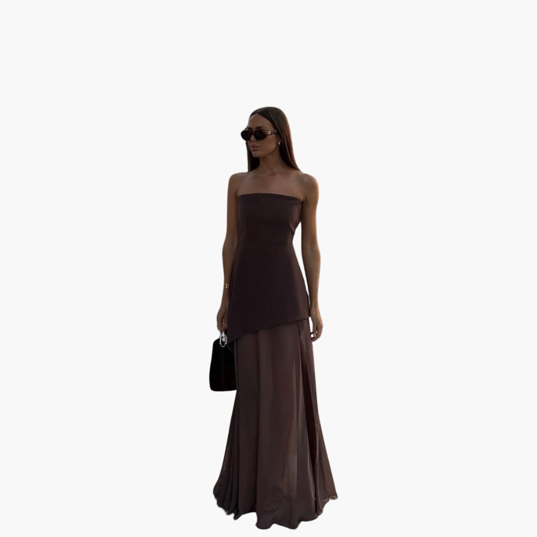 Robe de soirée sans épaules pour femmes - Maxi avec fente haute