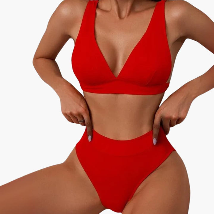 Ensemble de bikini pour femmes à rayures avec bretelles larges pour l'été