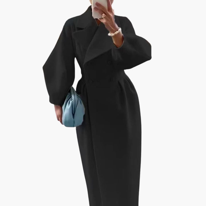Manteau trench long avec revers pour femmes