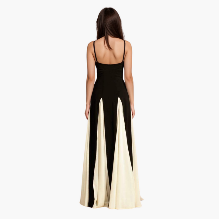Robe Maxi Colorblock pour Femmes – Élégante avec Décolleté en Cœur