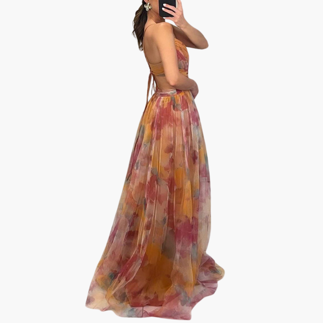 Robe Maxi Élégante pour Femmes avec - Motif Floral Glamour