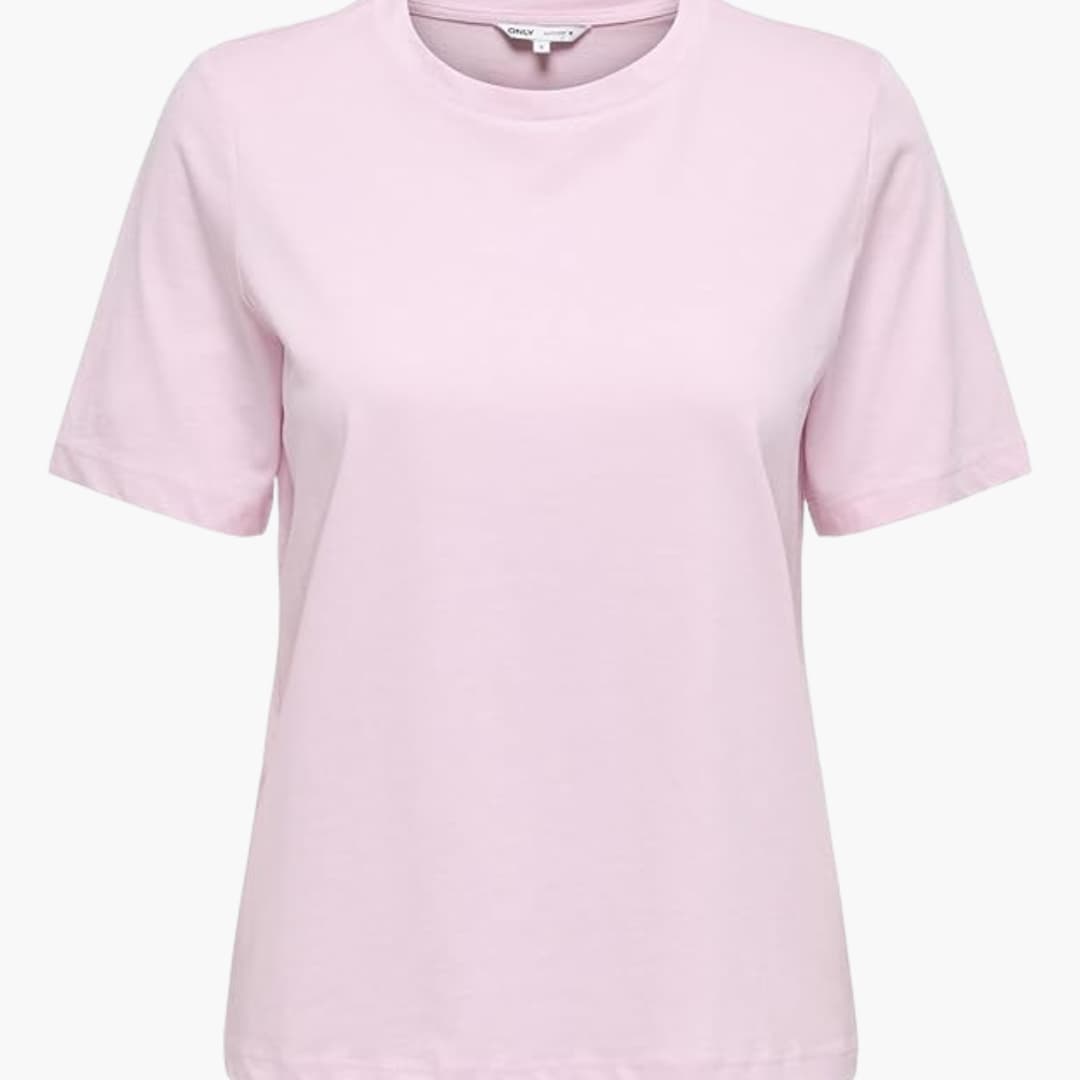T-shirt pour femmes avec col rond et manches courtes en tissu léger