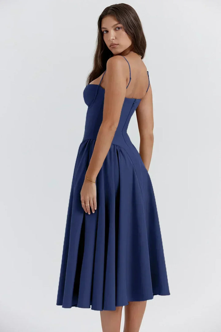 Nina - Robe midi sans manches en corset