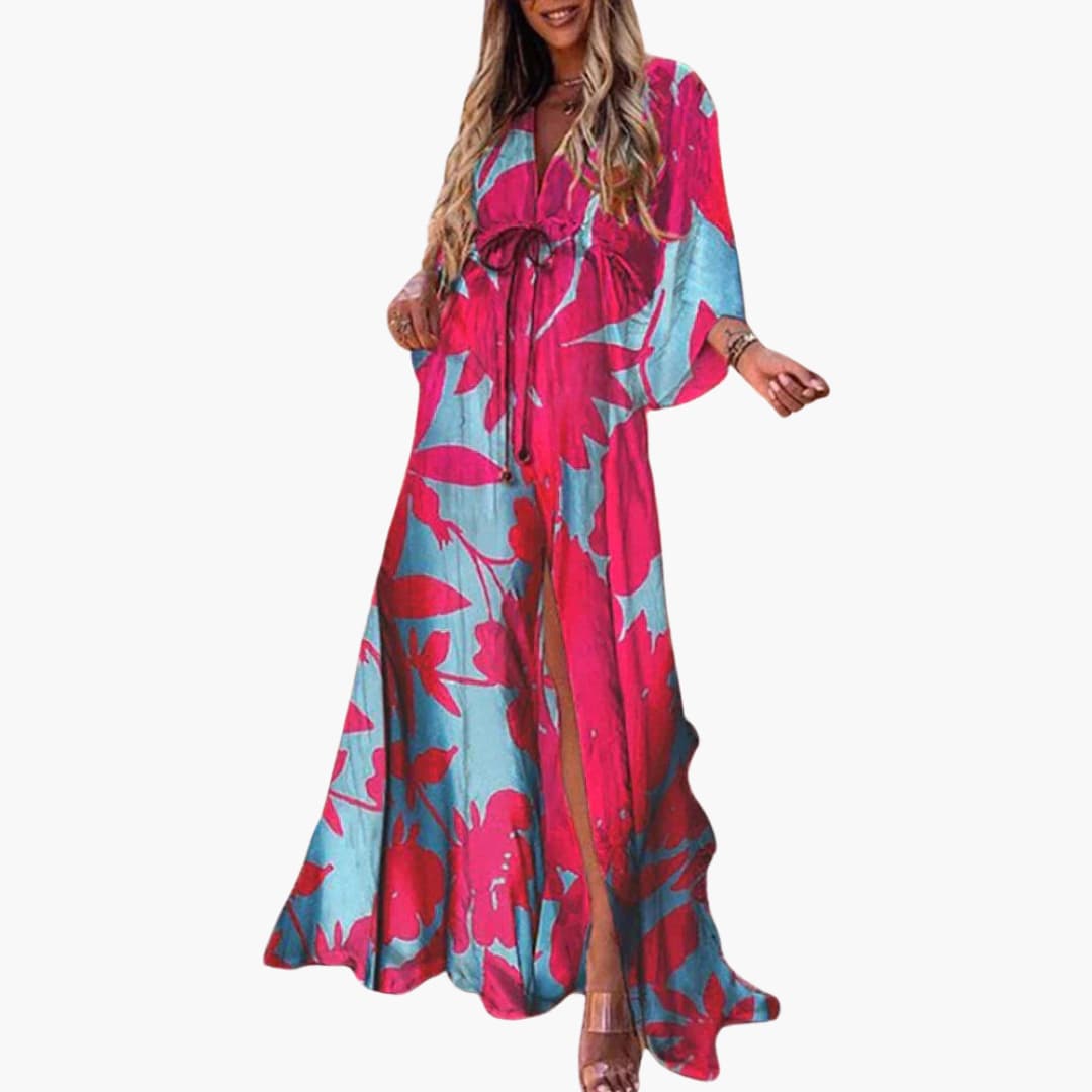 Robe d'été colorée - Robe maxi pour femmes avec imprimé floral