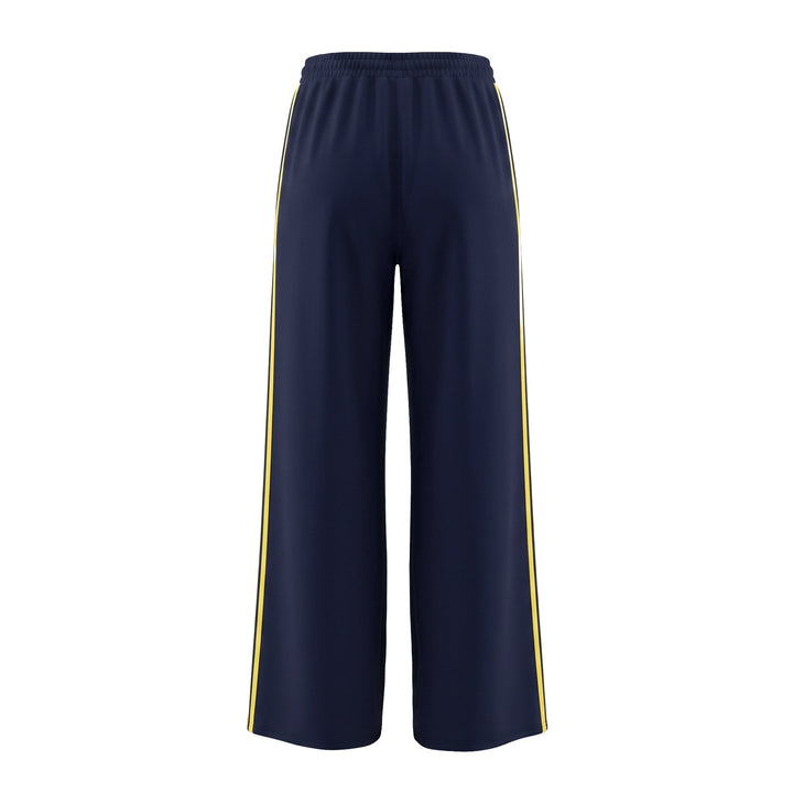 Pantalon rayé taille haute, à jambes larges, à taille élastique, à poches