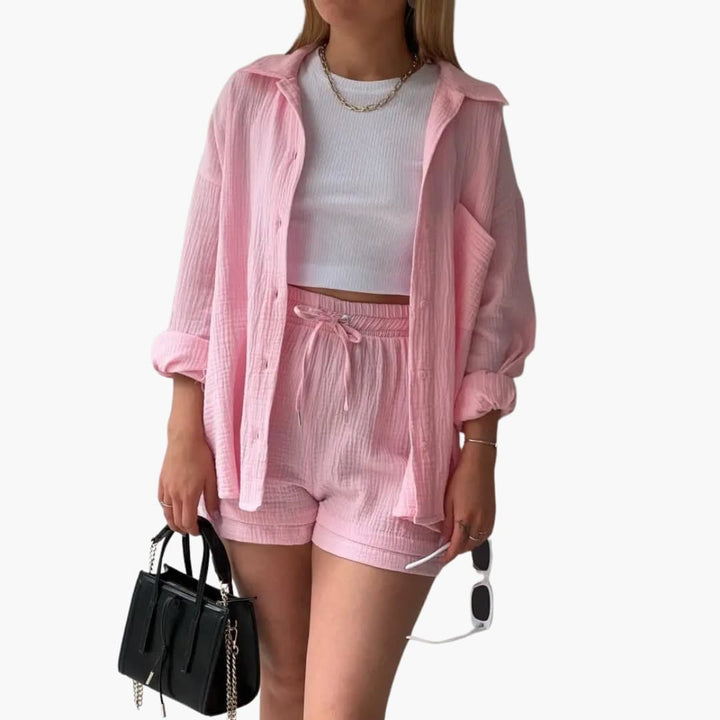 Ensemble deux pièces avec shorts pour femmes - look d'été décontracté
