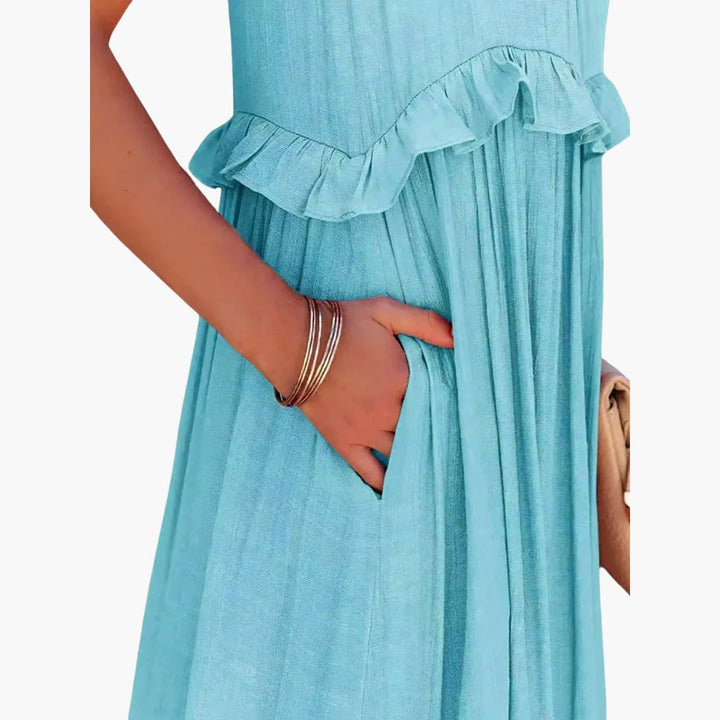 Robe maxi à volants - Robe à volants pour femmes, élégante et légère