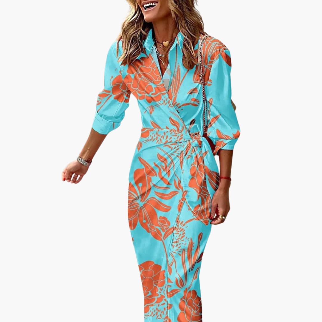 Robe chemise rayée – Robe maxi en coton pour femmes