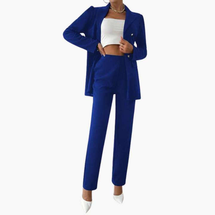 Costume deux pièces avec blazer pour femmes et pantalons droits