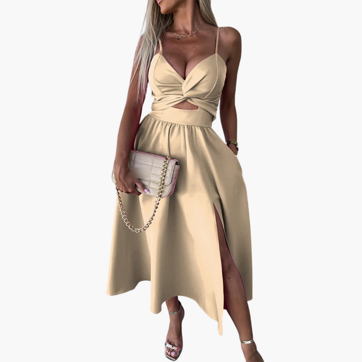Robe midi élégante pour femmes – Robe d'été à bretelles