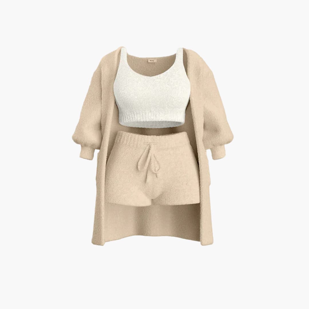 Ensemble de Loungewear - Tenue en Tricot 3 pièces avec Cardigan pour Femmes