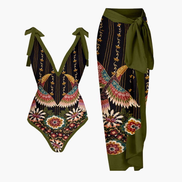 Maillot de bain avec surjupe - Maillot une pièce pour femmes avec jupe de plage