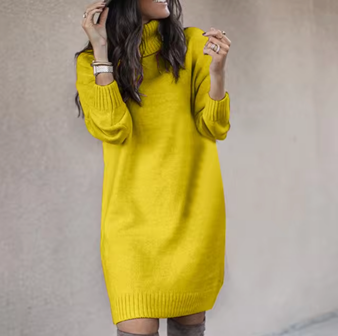Robe pull col roulé pour femmes | Manches longues