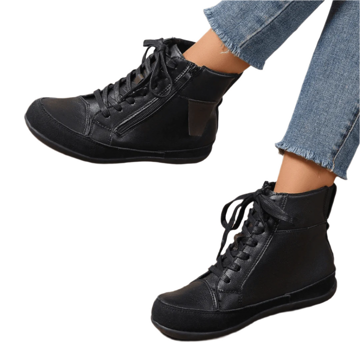 Bottes pour femmes Brielle avec lacets – Bottes élégantes jusqu'à mi-mollet avec fermeture éclair latérale