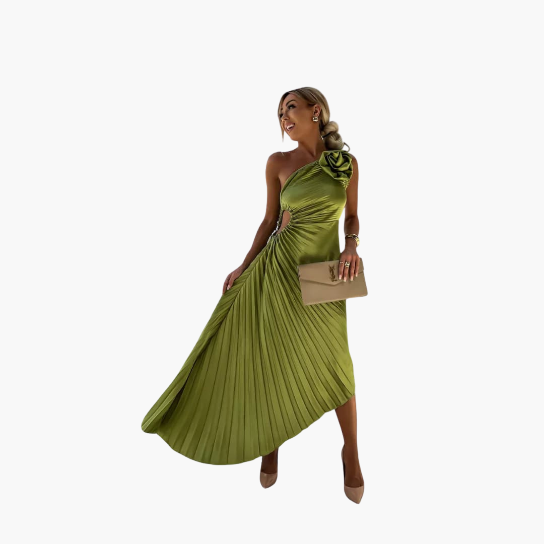 Robe midi romantique pour femmes – Appliques florales 3D