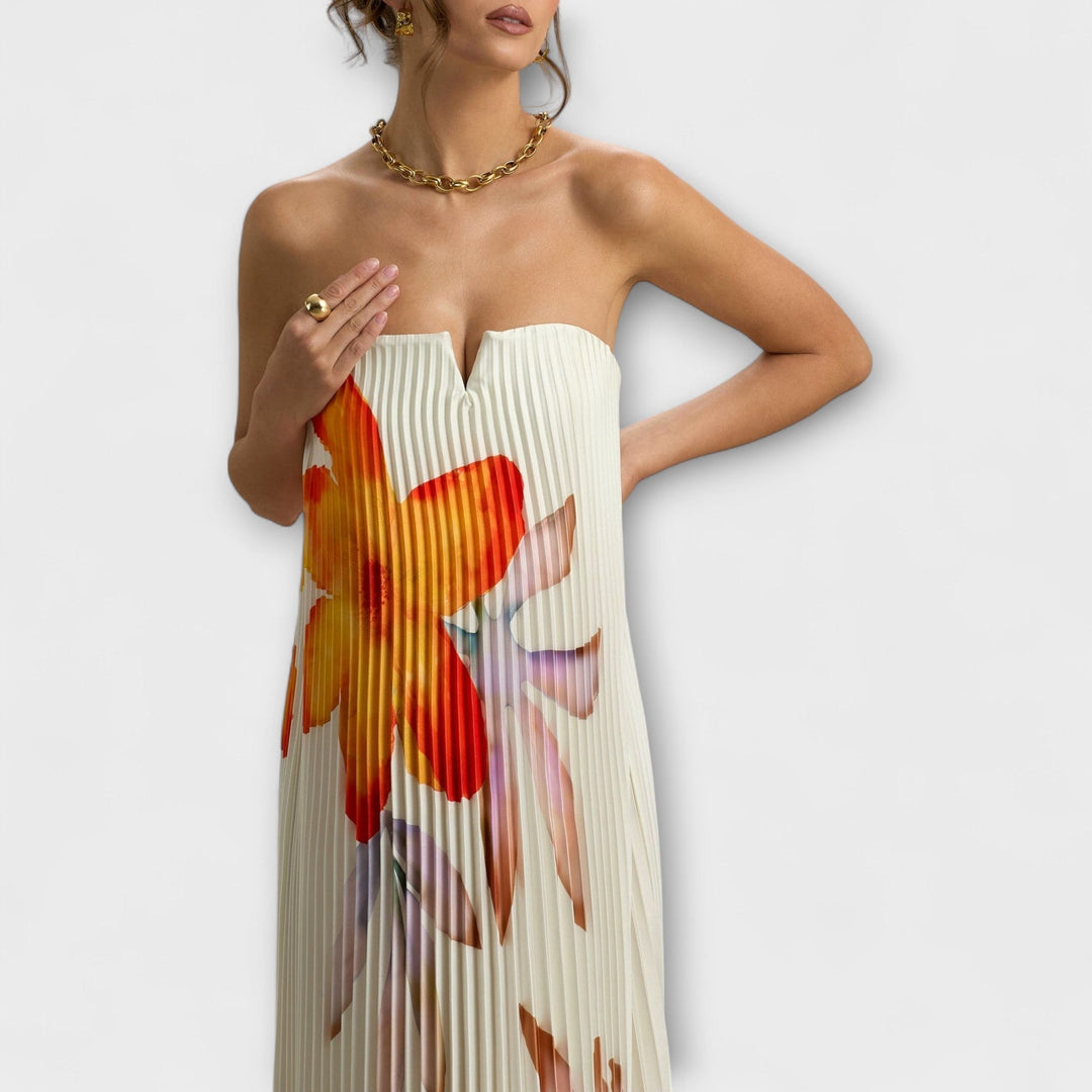 Michelle - Robe Maxi Sweetheart avec Fleurs d'Orange