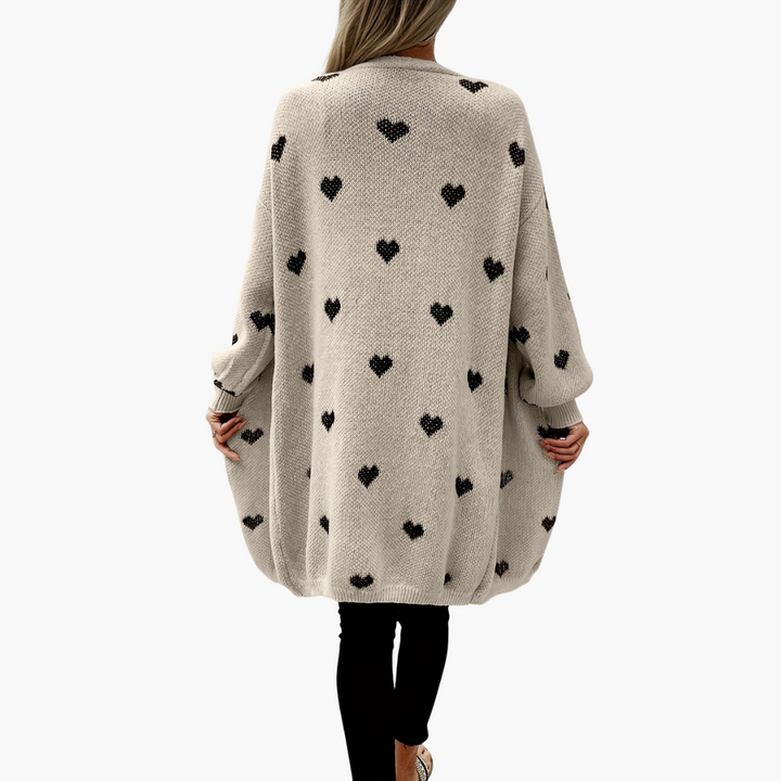 Cardigan pour femmes avec devant ouvert et motif en cœur
